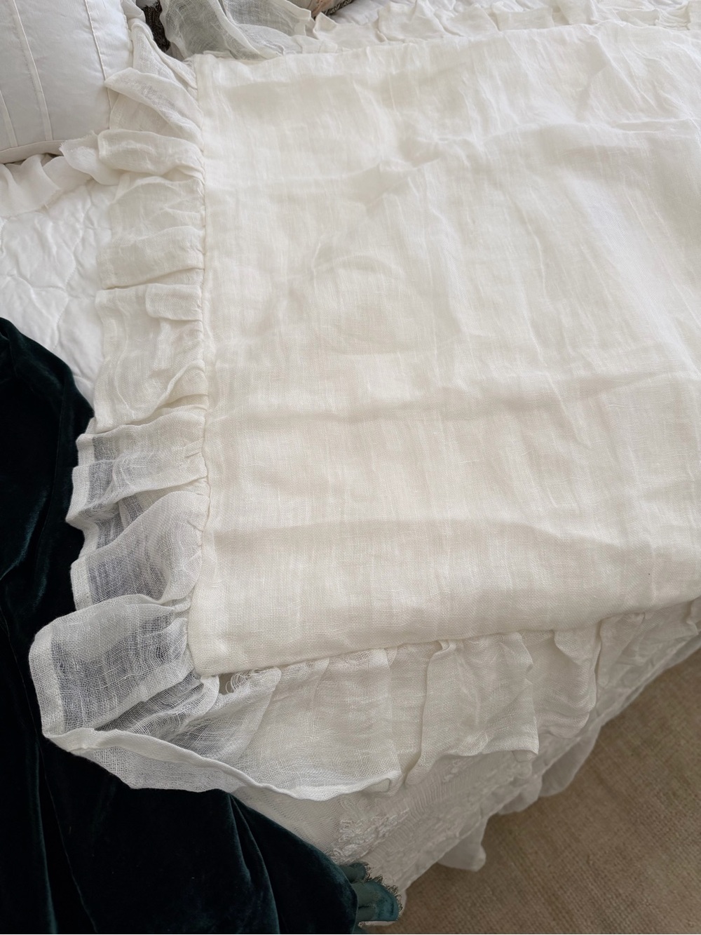 Pine Cone Hill Textured Linen Weave Euro sized Pillow Sham in Cream